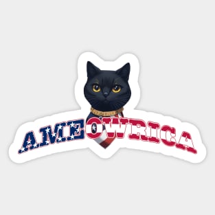 Patriotic American Cute Black Cat Ameowrica Sticker